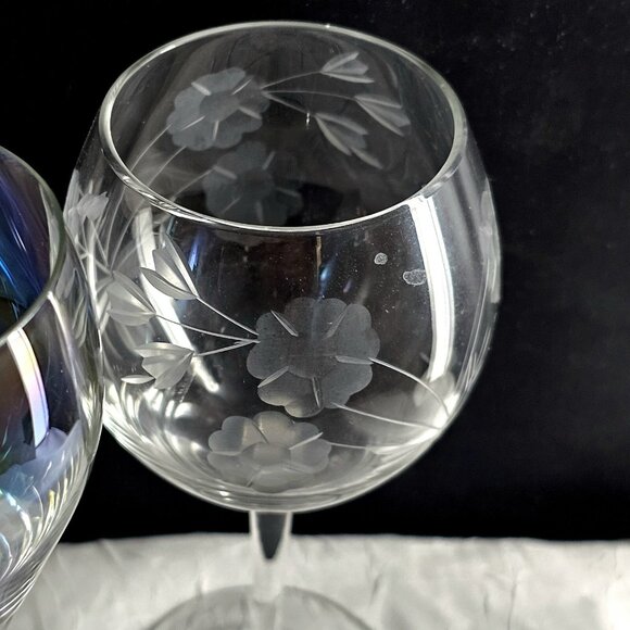 4 Mismatched Cordials Cocktail Glasses vtg mixed etched cut glassware party - Picture 7 of 9